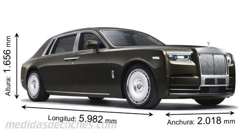Medidas Rolls-Royce Phantom Extended 2018 con dimensiones de longitud, anchura y altura